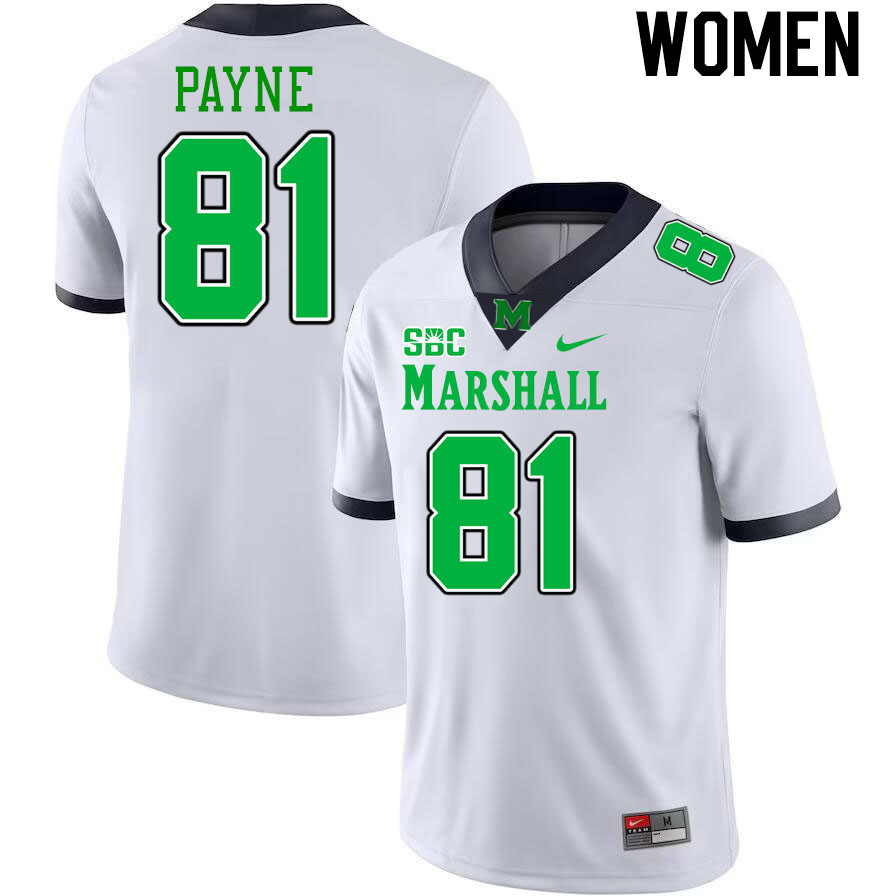 Women #81 Toby Payne Marshall Thundering Herd SBC Conference College Football Jerseys Stitched-White